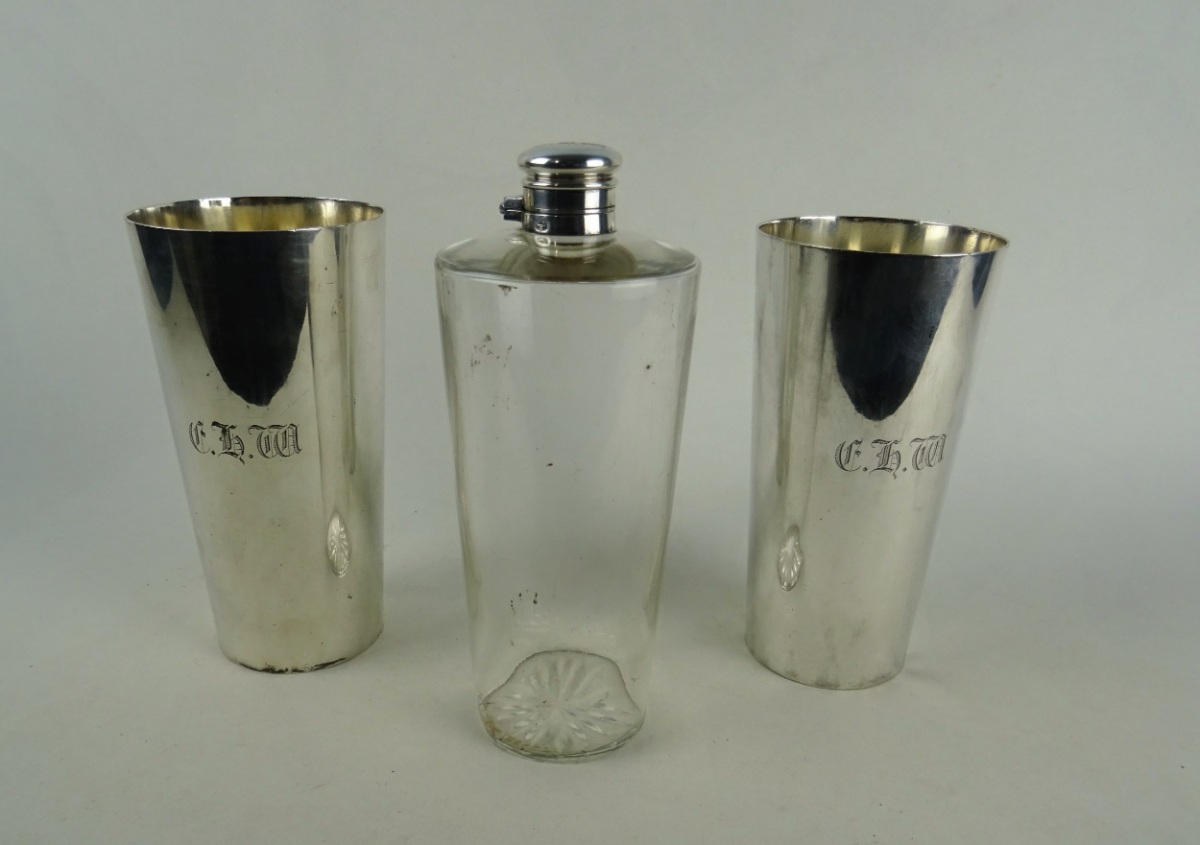 19th Century Campaign Spirit Flask And Beakers